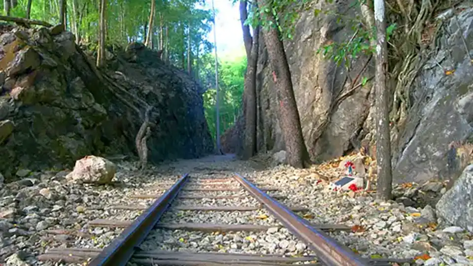 Hellfire Pass Memorial in Kanchanaburi, Thailand – WWII railway cutting with forest surroundings and historic significance